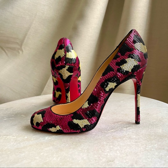 Authentic Christian Louboutin multicoloured leopard sequin Fifi pump (size 40) - Picture 1 of 11